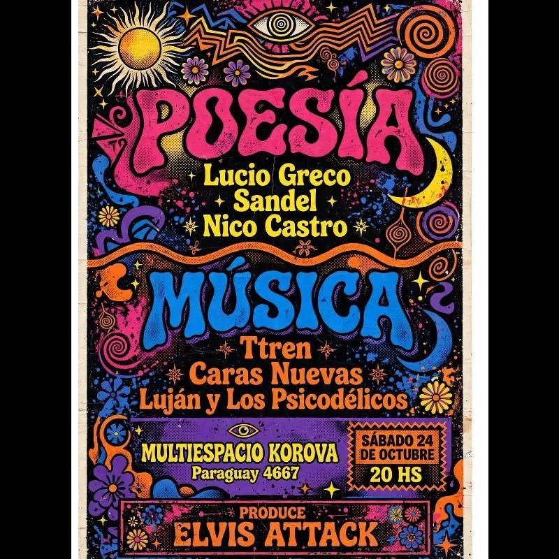 Flyer de Poesía y Música - Elvis Attack