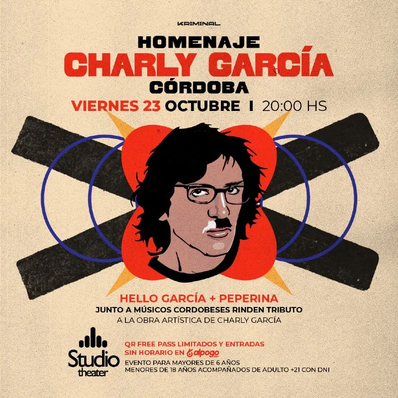 Flyer de Homenaje Charly García Córdoba 23 de Octubre